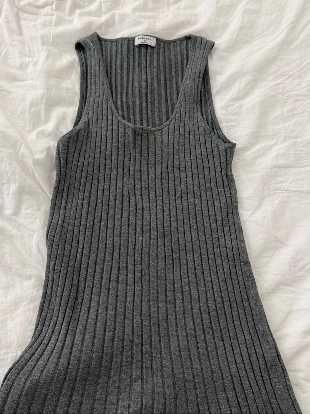 Babaton Ribbed Knit Tank Top - Gray